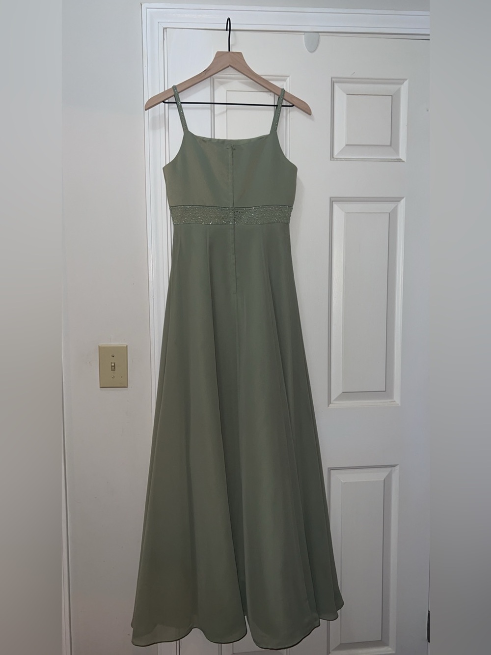 Alfred Angelo Sage Green Spaghetti-Strap Dress - Picture 12 of 17